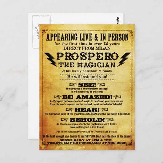 PROSPERO! Shakespearean Magicia Briefkaart (Voorkant / Achterkant)