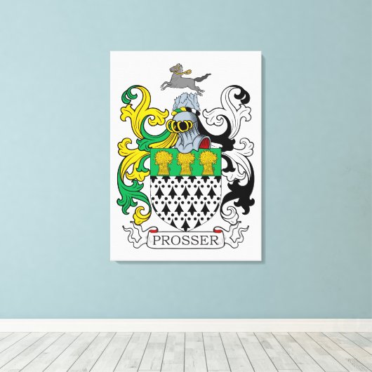 Prosser Family Crest Canvas Afdruk (Insitu (Houten vloer))