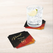 Prost 60ste verjaardag zwart rood + goud naam + le kartonnen onderzetters (Insitu)