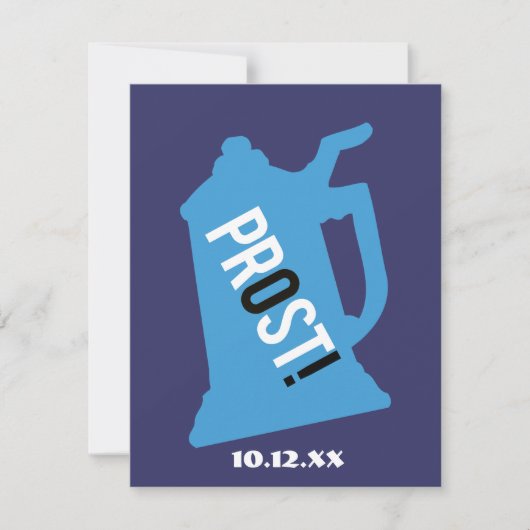 Prost 80ste verjaardagsfeest uitnodiging Blauw & Z (Voorkant)