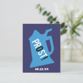 Prost 80ste verjaardagsfeest uitnodiging Blauw & Z (Staand voorkant)