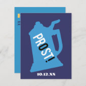 Prost 80ste verjaardagsfeest uitnodiging Blauw & Z (Voorkant / Achterkant)