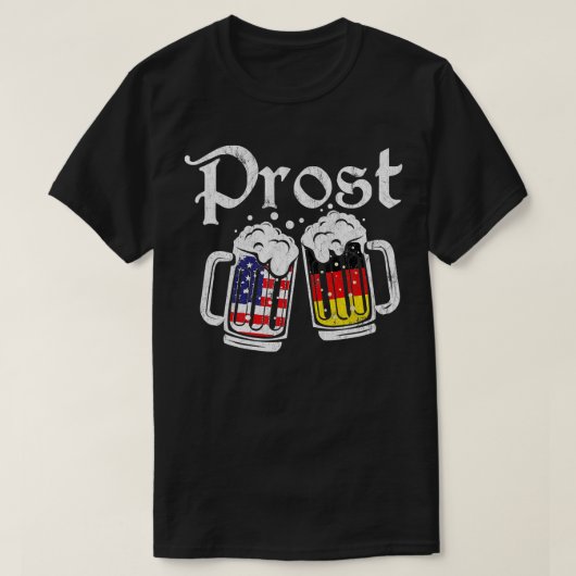 Prost Beer American Flag Funny Oktoberfest T-shirt (Design voorkant)