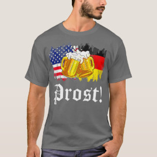 Prost Beer German American Flag Oktoberfest Mannen T-shirt