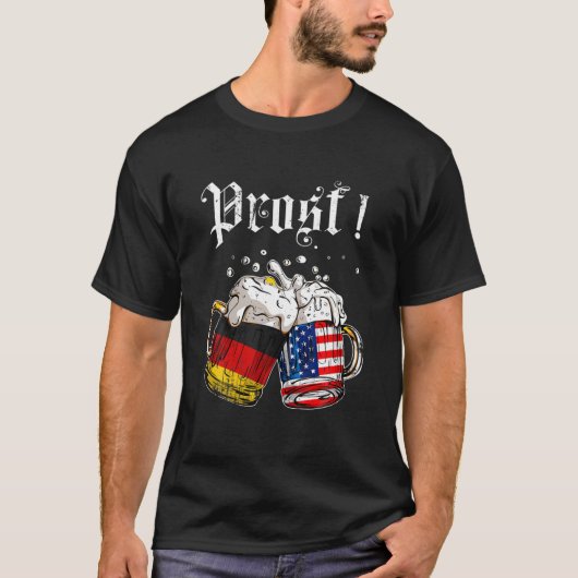 Prost Beer German American Flag Oktoberfest Mannen T-shirt (Voorkant)