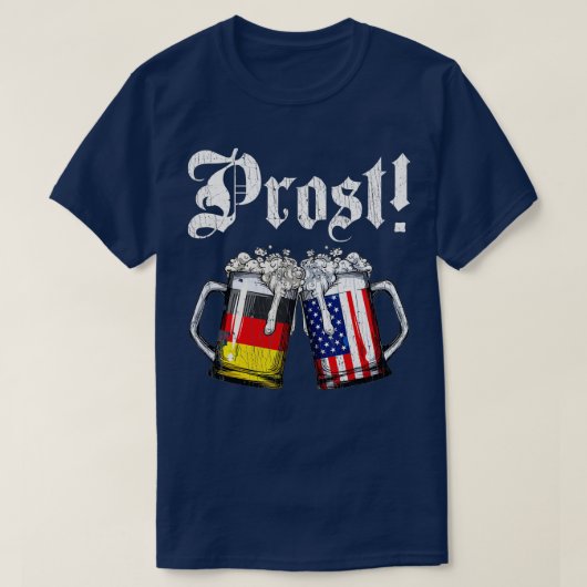 Prost Beer German American Flag T Oktoberfest Mann T-shirt (Design voorkant)