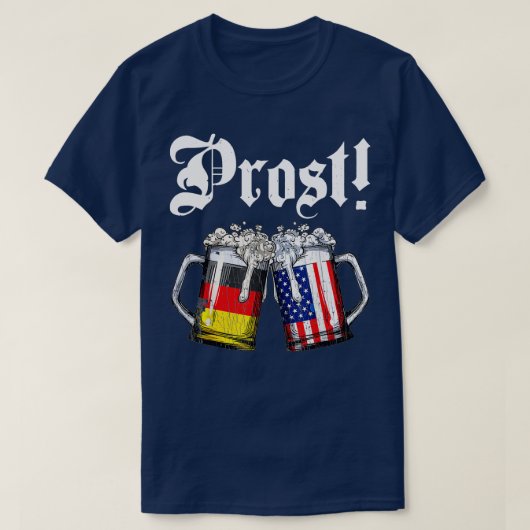 Prost Beer German American Flag T Oktoberfest Mann T-shirt (Design voorkant)