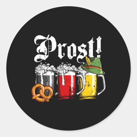 Prost Bier Ger Flag Oktoberfest Proost Ronde Sticker (Voorkant)