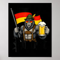 Prost Bigfoot Bier Drinken Lederhosen Duits