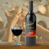 Prost Black, Red & Gold 60th Birthday Wijn Etiket