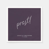 Prost! Donkerpaarse Minimaal Gelegenheidscocktail Servet (Voorkant)