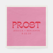 Prost Groovy Roze Rood Typografie Namen Bruiloft Servet (Voorkant)