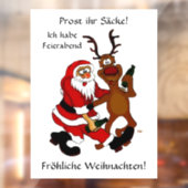 Prost het tassen - Vrolijk kerstfeest! Duitse teks Raamsticker (Vel 2)