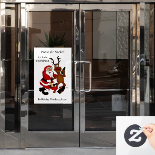 Prost het tassen - Vrolijk kerstfeest! Duitse teks Raamsticker (Kantoordeur)