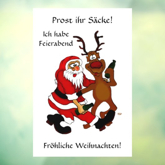 Prost het tassen - Vrolijk kerstfeest! Duitse teks Raamsticker (Vel 3)