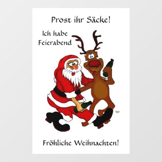 Prost het tassen - Vrolijk kerstfeest! Duitse teks Raamsticker (Vel)