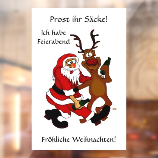 Prost het tassen - Vrolijk kerstfeest! Duitse teks Raamsticker (Vel 2)