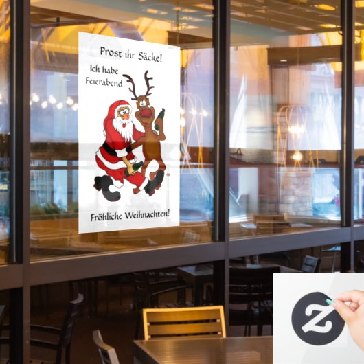Prost het tassen - Vrolijk kerstfeest! Duitse teks Raamsticker (Restaurant Raam)