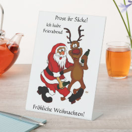 Prost het tassen - Vrolijk kerstfeest! Duitse teks Reclamebord Met Voetstuk