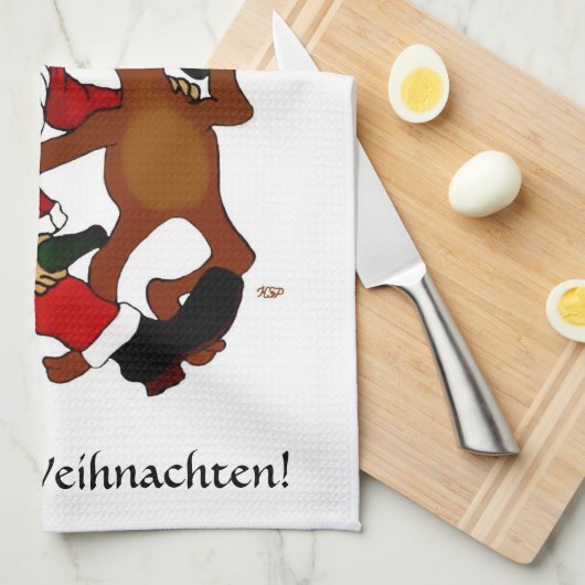 Prost het tassen - Vrolijk kerstfeest! Duitse teks Theedoek (Quarter Fold)