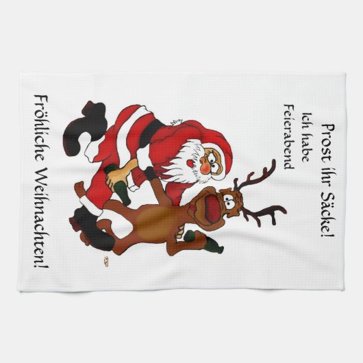 Prost het tassen - Vrolijk kerstfeest! Duitse teks Theedoek (Horizontaal)