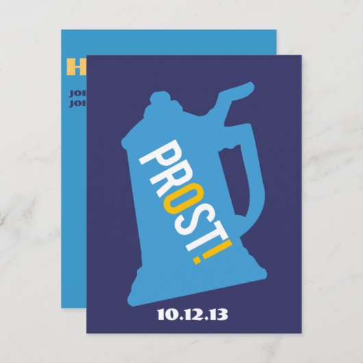 Prost Toast Heren 60e Verjaardagsfeest Uitnodiging (Voorkant / Achterkant)