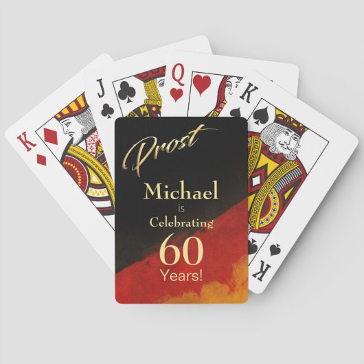 Prost Zwart Rood Goud 60e Verjaardag Pokerkaarten (Achterkant)