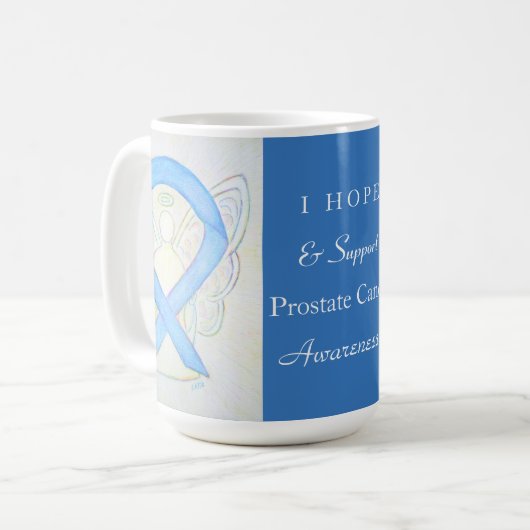 Prostaatkanker - Aangepaste Mok van Ribbon Angel (Voorkant links)