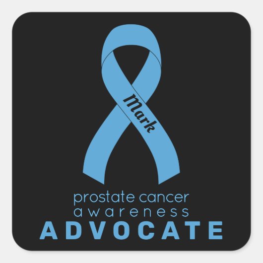 Prostaatkanker Advocate Black Square Sticker (Voorkant)