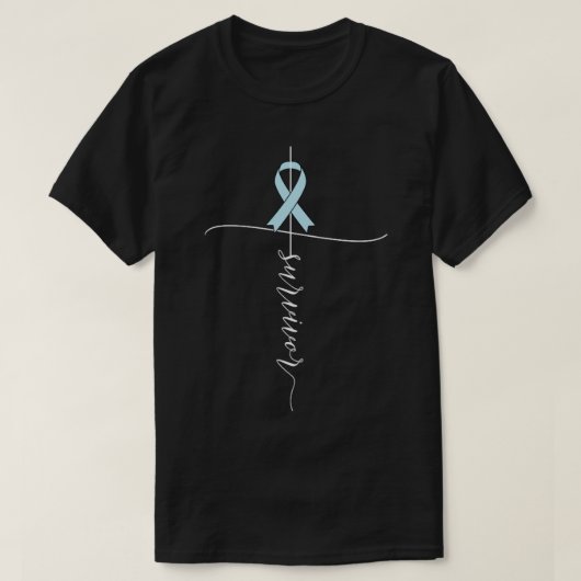Prostaatkanker Awareness Survivor Light Blue Ribb T-shirt (Design voorkant)