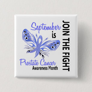 Prostaatkanker - Bewustmafbeelding Maand Butterfly Vierkante Button 5,1 Cm