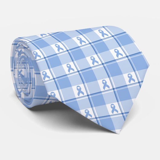 Prostaatkanker Bewustzijn Plaid Lichtblauwe Lint Stropdas (Opgerold)