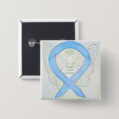 Prostaatkanker Blauwe Bewustheid Ribbon Angel Pin Vierkante Button 5,1 Cm (Voorkant /achterkant)