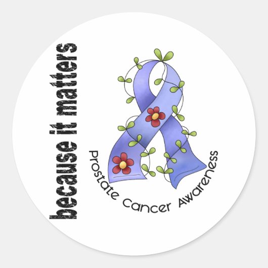 PROSTAATKANKER Bloemlint 3 Ronde Sticker (Voorkant)