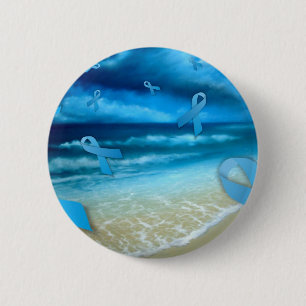 Prostaatkanker ribbons die over het strand drijven ronde button 5,7 cm