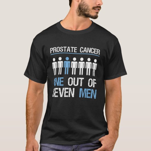Prostaatkankerbewustzijn 1 op 7 t-shirt (Voorkant)