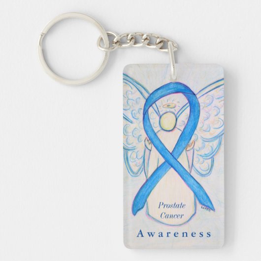 Prostate Cancer Angel Awareness Ribbon Sleutelhang Sleutelhanger (Voorkant)