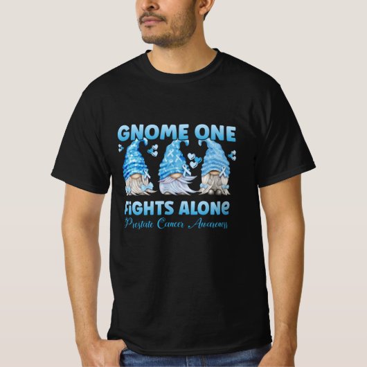 Prostate Cancer Awareness Light Blue Gnome T-shirt (Voorkant)