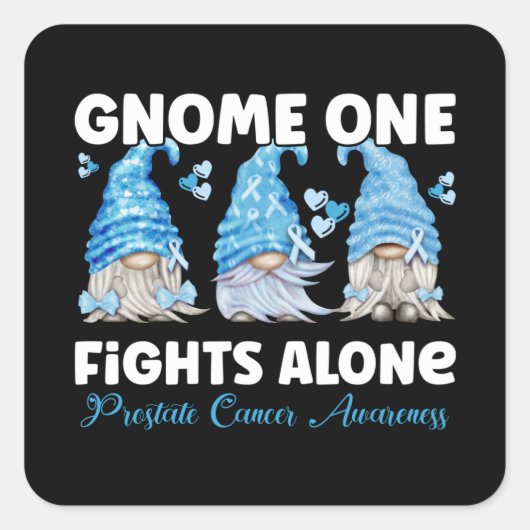 Prostate Cancer Awareness Light Blue Gnome Vierkante Sticker (Voorkant)
