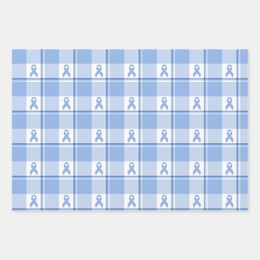 Prostate Cancer Awareness Plaid Light Blue Ribbon Inpakpapier Vel (Voorkant 3)
