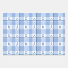 Prostate Cancer Awareness Plaid Light Blue Ribbon Inpakpapier Vel