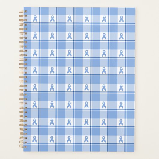Prostate Cancer Awareness Plaid Light Blue Ribbon Planner (Voorkant)