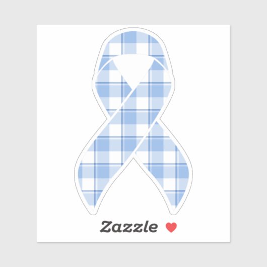 Prostate Cancer Awareness Plaid Light Blue Ribbon Sticker (Vel)