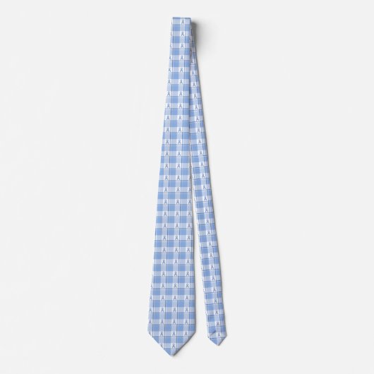 Prostate Cancer Awareness Plaid Light Blue Ribbon Stropdas (Voorkant)