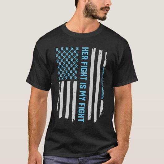 Prostate Cancer Awareness Ribbon American Flag T-shirt (Voorkant)