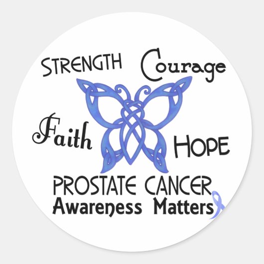 Prostate Cancer Celtic Butterfly 3 Ronde Sticker (Voorkant)