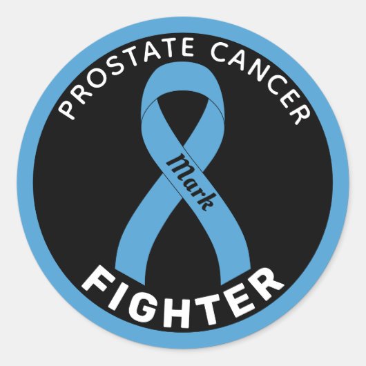Prostate Cancer Fighter Ribbon Black Ronde Sticker (Voorkant)