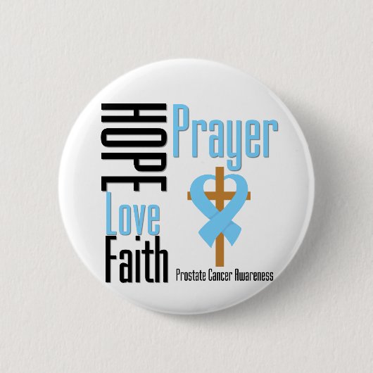 Prostate Cancer Hope Love Faith Prayer Cross Ronde Button 5,7 Cm (Voorkant)