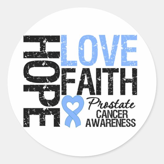 Prostate Cancer Hope Love Faith Ronde Sticker (Voorkant)
