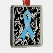 Prostate Cancer Ribbon Deco Noir Metalen Ornament (Rechts)